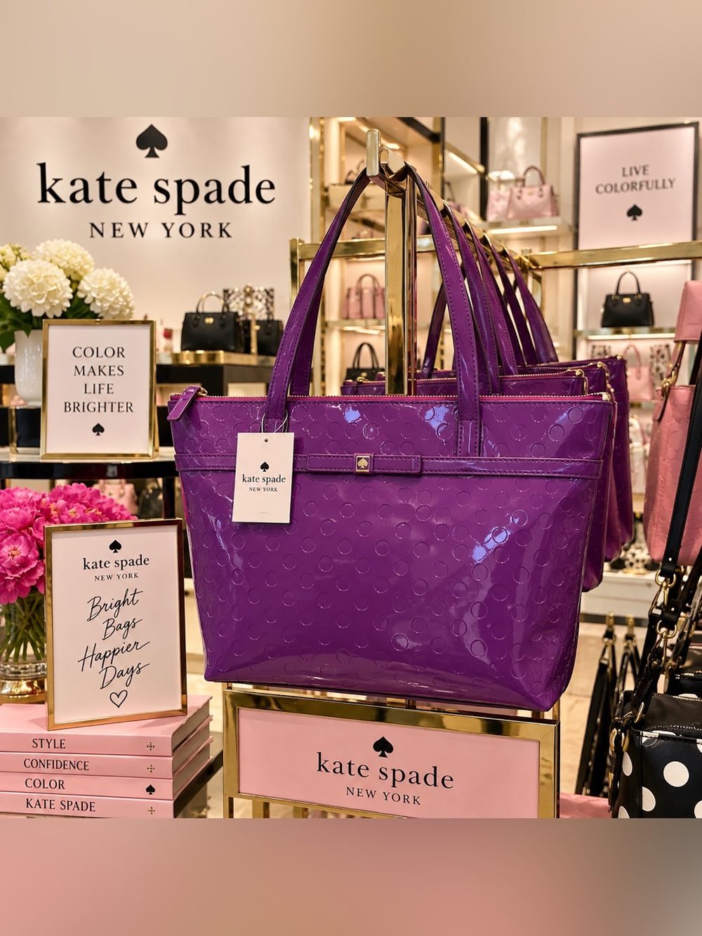 kate spade Purple Patent Dot-Embossed Tote